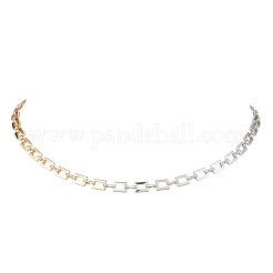 Двухцветные латунные прямоугольные звенья цепи ожерелья&nbsp;NJEW-JN05761