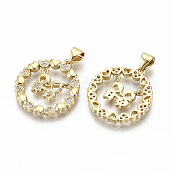 Латунные микропаве прозрачные подвески с фианитом&nbsp;ZIRC-S067-198-NF