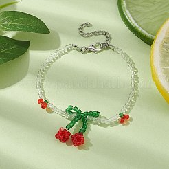 Braccialetti con ciondoli di ciliegia con perline di semi di vetro&nbsp;BJEW-JB10117