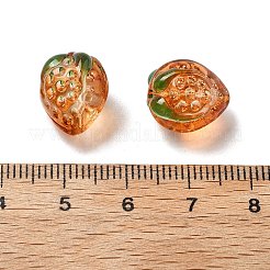 Прозрачные стеклянные эмалевые бусины клубника&nbsp;LAMP-V001-05B