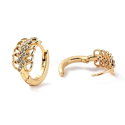 Orecchini a cerchio piccoli da donna con zirconi cubici trasparenti a foglia&nbsp;EJEW-C002-05G-RS