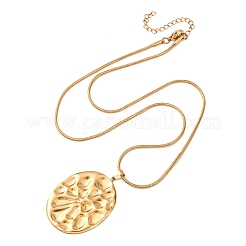 Colliers à pendentif ovale texturé en acier inoxydable 304 pour femmes&nbsp;NJEW-C117-01B-G