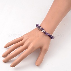 Ametista naturale bracciali di perline tratto di chip&nbsp;BJEW-JB02148-04