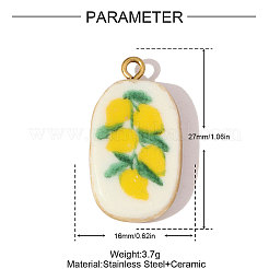 Подвески из нержавеющей стали 304 и фарфора&nbsp;STAS-OY005-86G