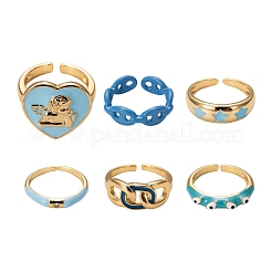 6 pz 6 anelli per polsini in ottone dorato&nbsp;RJEW-LS0001-03