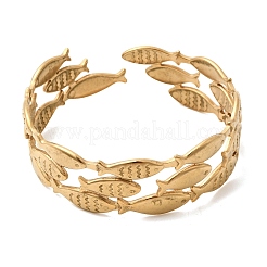 Браслеты-манжеты из нержавеющей стали 304 в форме рыбы для женщин&nbsp;BJEW-A155-02G