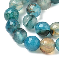 Окрашенные естественный агат граненый бисер пряди круглые&nbsp;G-E320E-8mm-15