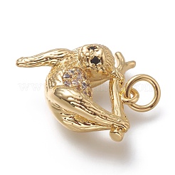 Латунные микропаве прозрачные подвески с фианитом&nbsp;ZIRC-H104-02G