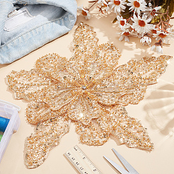 Mayjoy 1 Stück 3D-Blumen-Polyester-Stickerei-Ornament-Zubehör&nbsp;DIY-MA0006-70B