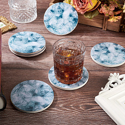 6 шт. круглая подставка из мрамора и пробки&nbsp;AJEW-TA0816-005