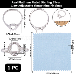 1 Stück verstellbarer Ring mit 925 Zirkonia-Komponenten aus Sterlingsilber&nbsp;STER-BBC0009-16
