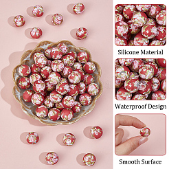 60 perle centrale ronde en silicone écologique de qualité alimentaire avec motif&nbsp;SIL-PA0001-34B