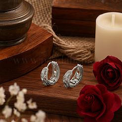 4 пара двухцветных серег-колец с микропаве из латуни и прозрачными кубическими цирконами&nbsp;EJEW-GO0003-08