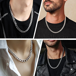 Collier chaîne cubaine en acier inoxydable 304 (1 pièce) pour homme et femme&nbsp;NJEW-SP0001-23D