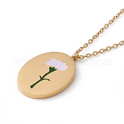 Collar con colgante de flor de nacimiento ovalada de esmalte&nbsp;STAS-H174-02G-A