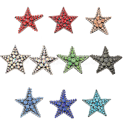 Chgcraft 10 pz 10 accessori per ornamenti in feltro a forma di stella in stile, applicazioni di perline di strass, colore misto, 53~75x51~76x7~10mm, 1pc / style