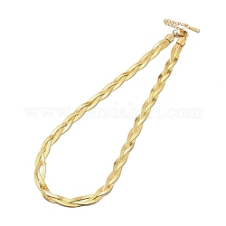 304 ineinandergreifende dreifache Fischgrätenkette aus Edelstahl für Männer und Frauen, golden, 14.57 Zoll (37 cm)