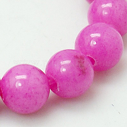 Chapelets de perles rondes en jade de Mashan naturelle, teinte, magenta, 12mm, Trou: 1mm, Environ 34 pcs/chapelet, 15.7 pouce