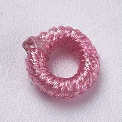 Perle di filo di poliestere, anello, fenicottero, 6~6.5x1.5mm, Foro: 3 mm