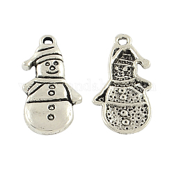 Tibetischen Stil Weihnachten Schneemann Legierungsanhänger, cadmiumfrei und bleifrei, Antik Silber Farbe, 25x12x2 mm, Bohrung: 2 mm, ca. 943 Stk. / 1000 g