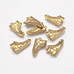 Tibetan Style Alloy Pendants, Cadmium Free & Nickel Free & Lead Free, Shoes, Antique Golden, 17x30x1mm, Hole: 1mm