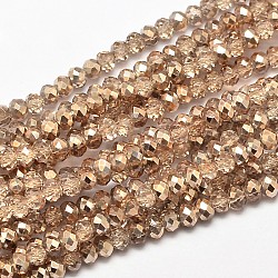 Faceted Rondelle Transparent Painted Glass Beads Strands, Tan, 4x3mm, Hole: 1mm, about 125pcs/strand, 15 inch