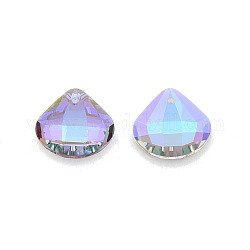 Electroplate Faceted Glass Pendants, Fan, Lilac, 18x19.5x7.5mm, Hole: 1.6mm
