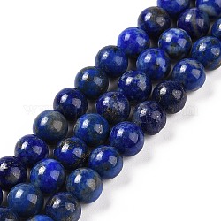 Abalorios de lapislázuli naturales hebras, redondo, 6mm, agujero: 1 mm, aproximamente 63 pcs / cadena, 15.5 pulgada (39.5 cm)