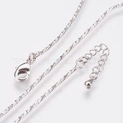Долговечные латунные ожерелья с цепочкой, с застежкой омар коготь, без никеля , Реальная платина, 17.7 дюйм (45 см), 1 мм