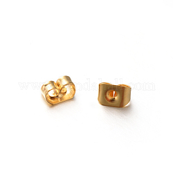 304 Stainless Steel Metal Ear Nuts, Friction Earring Backs for Stud Earrings, Golden, 5x3.5x2.5mm, Hole: 0.8mm