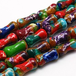 Synthetic Imperial Jasper Bead Strands, Dyed, Bone, Colorful, 12x6mm, Hole: 1mm, about 31pcs/strand, 15.7 inch