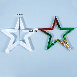Moldes de silicona colgante diy estrella hueca de navidad, para resina uv, fabricación de joyas de resina epoxi, blanco, 188x185x11mm, agujero: 5 mm, estrella: 178x178 mm