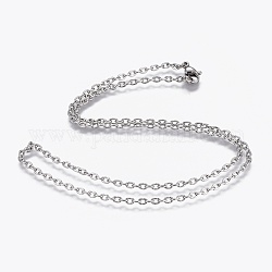 304 colliers chaîne torsadée en acier inoxydable, avec perles en 304 acier inoxydable et fermoir, couleur inoxydable, 17.7 pouce (45 cm), 2mm