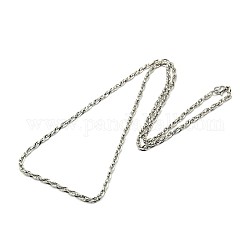 Fabrication de collier de chaîne de corde en acier inoxydable à la mode 304, avec fermoir pince de homard, couleur inoxydable, 22 pouce ~ 24 pouces (55.8~60.9 cm) x 3 mm