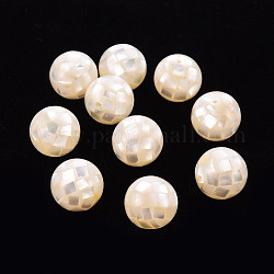 Harz perlen, mit natürlicher weißer Schale, Runde, creme-weiß, 14.5 mm, Bohrung: 1 mm