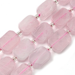Chapelets de perles en quartz rose naturel, avec des perles de rocaille, rectangle, 11.5~12.5x7.5~10x5~6.5mm, Trou: 0.8~0.9mm, Environ 13 pcs/chapelet, 7.68~8.07 pouce (19.5~20.5 cm)