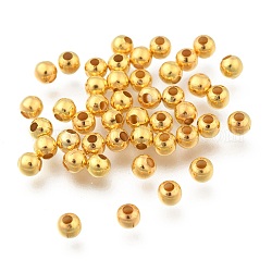 Perlas de espaciador de hierro, Plateado de larga duración, redondo, dorado, 4mm, agujero: 1.5 mm