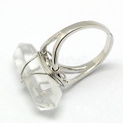 Персонализированные унисекс пулевые кольца натуральный драгоценный камень, латунная фурнитура с платиновым покрытием, кристалл, 17 мм