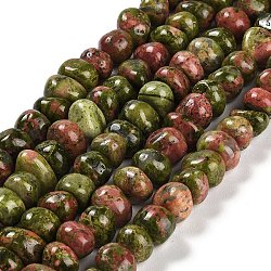 Chapelets de perles en unakite naturelle, pépites, pierre roulée, 4~9x8~11.5x7~10mm, Trou: 1mm, Environ 54~58 pcs/chapelet, 15.12~15.35 pouce (38.4~39 cm)