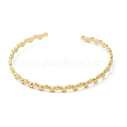 Placage ionique (ip) 304 bracelets de manchette ronds plats en acier inoxydable pour femmes, véritable 18k plaqué or, diamètre intérieur: 2-1/4 pouce (5.7 cm)