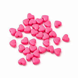 Perline in lega verniciate a cuore, cadmio & nichel &piombo libero, rosa intenso, 5x6x3mm, Foro: 1.2 mm