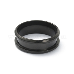201 ajuste de anillo de dedo ranurado de acero inoxidable, núcleo de anillo en blanco, para hacer joyas con anillos, electroforesis negro, diámetro interior: 20 mm