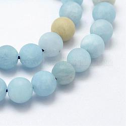 Natürliche Aquamarin Perlen Stränge, matt, Runde, 6 mm, Bohrung: 1 mm, ca. 64 Stk. / Strang, 15.55 Zoll (39.5 cm)