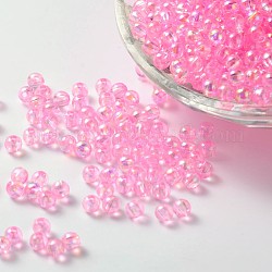 Eco-Friendly Transparent Acrylic Beads, Round, AB Color, Pearl Pink, 5mm, Hole: 1.5mm, about 8400pcs/500g