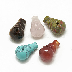 Perles guru à 3 trou naturelles et synthétiques, perles t-percées, calebasse, 24x13.5x14mm, Trou: 2mm