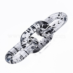 Transparent Acrylic Linking Rings, Quick Link Connectors, for Cable Chains Making, Oval, Black, 31x19.5x5mm, Inner Diameter: 8x20mm