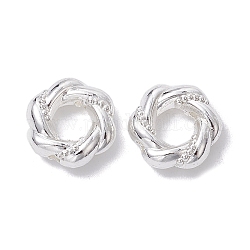 Anello di collegamento in lega, placcato di lunga durata, anello, argento, 11x11.5x3.5mm, Foro: 1.2 mm