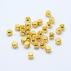 Cubo di ottone distanziatore perline, oro, 3x3x3mm, Foro: 2 mm