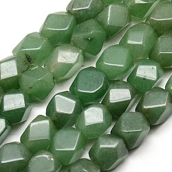 Polygon Natural Green Aventurine Beads Strands, 10x7.5~9mm, Hole: 1mm, about 41pcs/strand, 16.1 inch