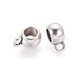 Tibetan Style Alloy Tube Bails, Loop Bails, Lead Free and Cadmium Free, Rondelle, Antique Silver, 8x5mm, Hole: 2mm, 5mm Inner Diameter